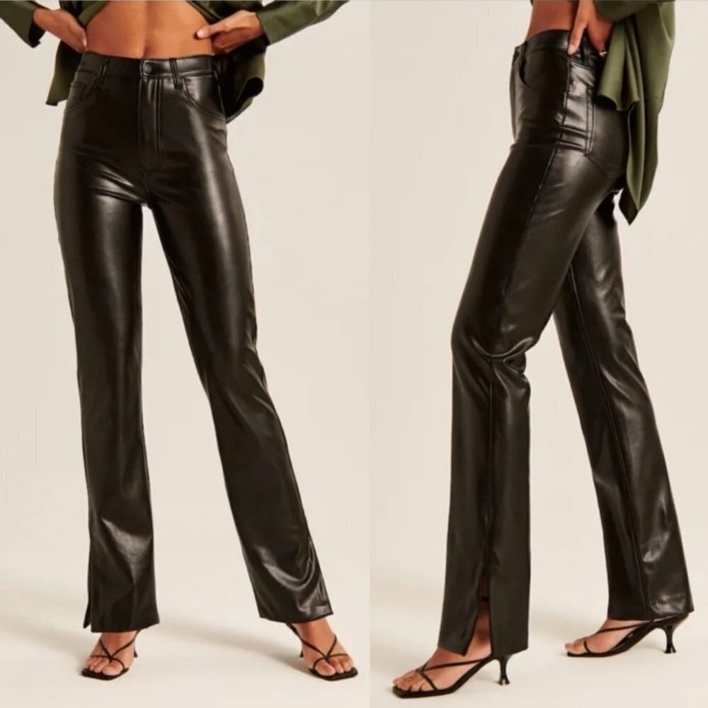 Abercrombie & Fitch 90's Straight Ultra Hi Rise Vegan Leather Pants NWT